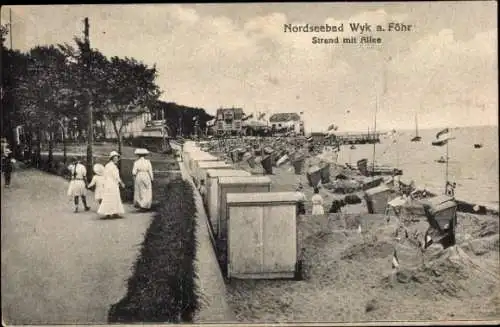 Ak Wyk auf Föhr Nordfriesland, Strand, Allee