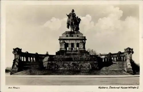 Ak Koblenz am Rhein, Deutsches Eck und Kaiser Wilhelm Denkmal
