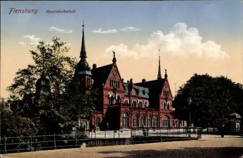 Ak Flensburg in Schleswig Holstein, Staatsbahnhof