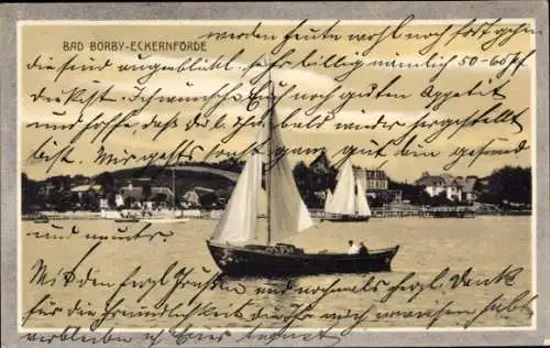Ak Ostseebad Borby Eckernförde, Teilansicht, Segelboote
