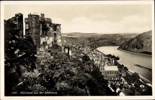 Ak Oberwesel am Rhein, Blick von der Schönburg