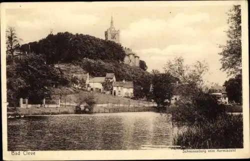 Ak Bad Cleve Kleve am Niederrhein, Schwanenburg, Blick vom Kermisdahl