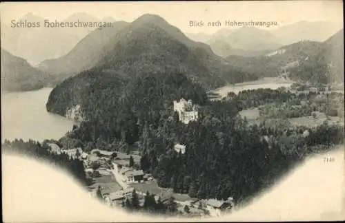 Ak Hohenschwangau Schwangau im Ostallgäu, Schloss Hohenschwangau, Panorama