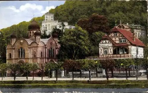 Ak Bad Ems an der Lahn, Russische Kirche, Milchkur Sanitas