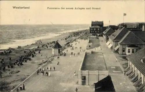 Ak Westerland auf Sylt, Panorama der neuen Anlagen und Strand