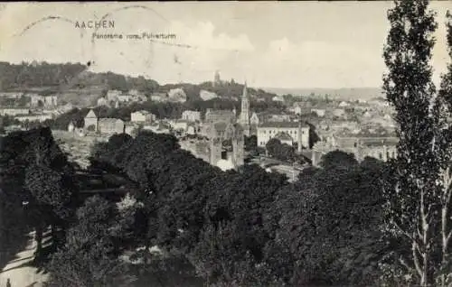 Ak Aachen in Nordrhein Westfalen, Blick vom Pulverturm