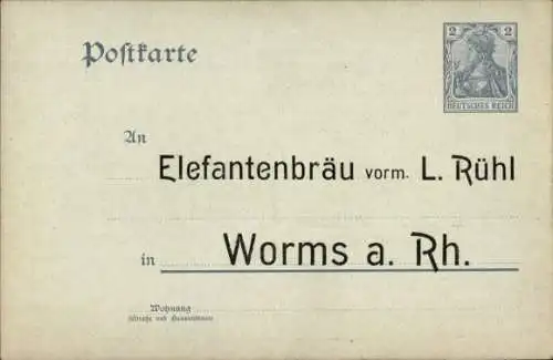 Ak Worms am Rhein, Elefantenbräu, vorm. L. Rühl