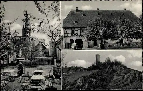 Ak Kiedrich im Rheingau Taunus, Winzerhaus, Fachwerkhaus, Terrasse, Turm, Weinreben