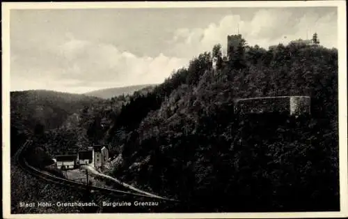 Ak Höhr Grenzhausen, Blick auf die Burgruine Grenzau, Panorama