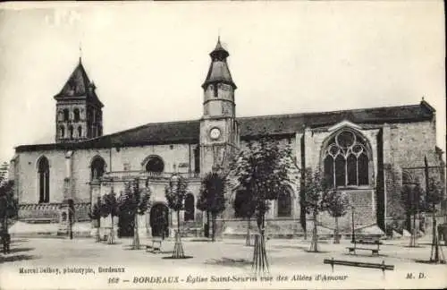 Ak Bordeaux Gironde, Kirche St. Seurin, Allees d'Amour