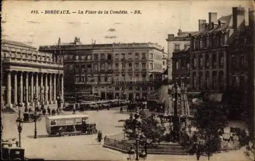 Ak Bordeaux Gironde, Place de la Comedie