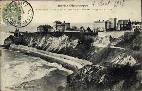 Ak Biarritz Pyrénées Atlantiques, Miramar, Steilküste