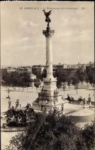 Ak Bordeaux Gironde, Monument des Girondins