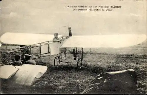 Ak-Flieger Gibert auf seinem Bleriot-Eindecker