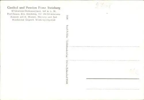 Ak Wildewiese Sundern im Sauerland, Gasthof-Pension Franz Steinberg