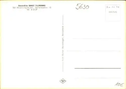 Ak Lüttringhausen Remscheid im Bergischen Land, Gaststätte Ernst Tillmanns