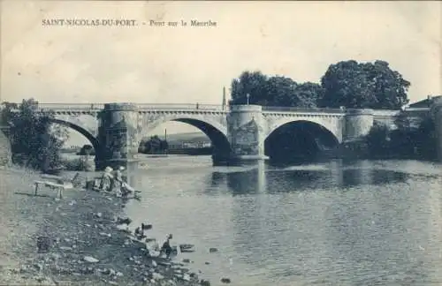 Ak Saint Nicolas de Port Meurthe et Moselle, Brücke über die Meurthe