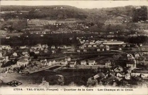 Ak Le Val-d'Ajol Vosges, Bezirk Gare, Les Champs et la Croix