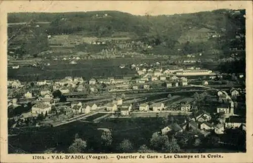 Ak Le Val-d'Ajol Vosges, Bezirk Gare, Les Champs et la Croix
