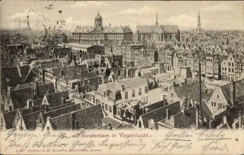 Ak Amsterdam Nordholland Niederlande, Panorama in Vogelvlucht