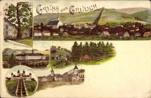 Litho Králíky Grulich Region Pardubice, Muttergottesberg, Hora Matky Boží, Ringplatz, Panorama