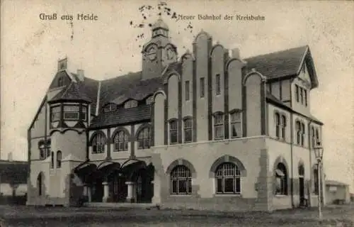 Ak Heide in Holstein, neuer Bahnhof der Kreisbahn