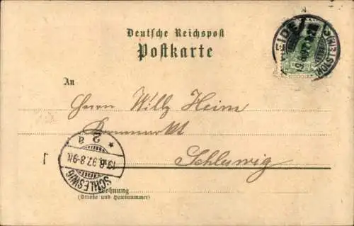 Litho Heide in Holstein, Klaus Groth, Sophie Dethleffs, Kirche, Markt, Bahnhof