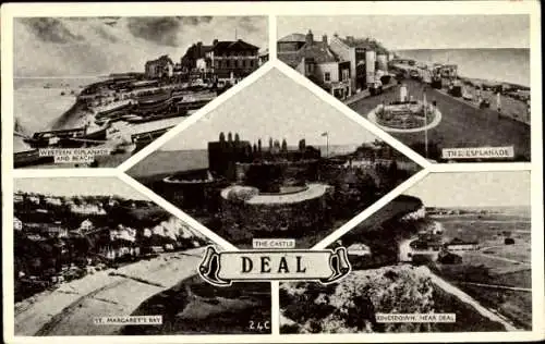 Ak Deal Kent England, Schloss, Esplanade, Strand, St. Margaret's Bay