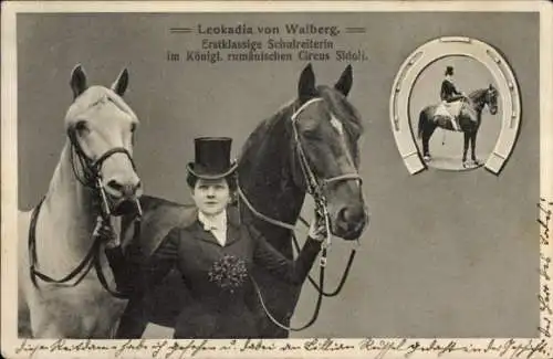Ak Leokadia von Walberg, Schulreiterin im Kgl. rumänischen Circus Sidoli