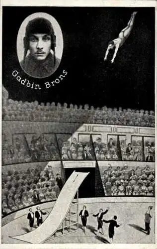 Ak Akrobat Gadbin Brons, Todessprung, Rutsche, Zuschauer, Zirkus