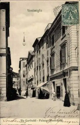 Ak Ventimiglia Liguria, Via Garibaldi, Palazzo Municipale