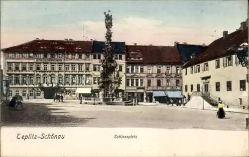 Ak Teplice Šanov Teplitz Schönau Region Aussig, Schlossplatz