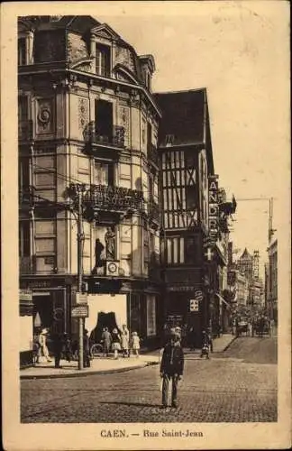 Ak Caen Calvados, La Rue Saint Jean