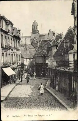 Ak Caen Calvados, Rue Porte aux Berger
