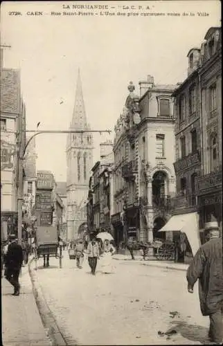 Ak Caen Calvados, Rue Saint Pierre, L'une des plus curieuses voies de la Ville