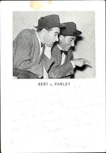 Ak Schauspieler Bert und Parley, Portrait, Autogramm