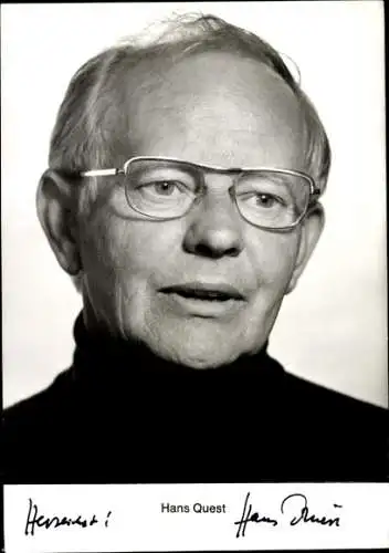 Ak Schauspieler Hans Quest, Portrait, Autogramm, Brille