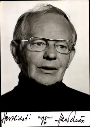 Ak Schauspieler Hans Quest, Portrait, Autogramm, Brille