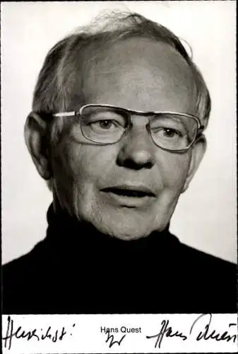 Ak Schauspieler Hans Quest, Portrait, Autogramm, Brille