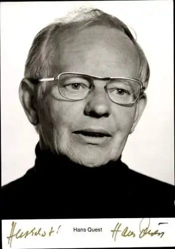 Ak Schauspieler Hans Quest, Portrait, Autogramm, Brille