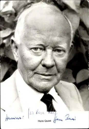Ak Schauspieler Hans Quest, Portrait, Autogramm