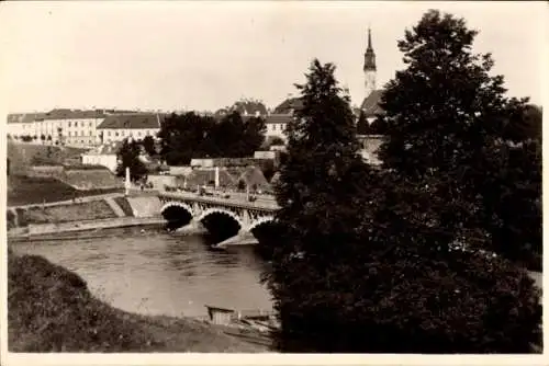 Ak Narva Narwa Estland, Brücke, Kirchturm