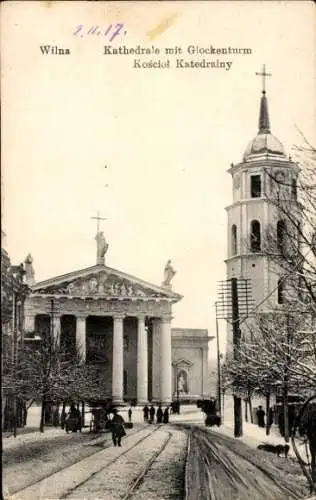 Ak Vilnius Wilna Litauen, Kathedrale, Glockenturm