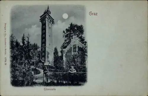 Mondschein Ak Graz Steiermark, Hilmwarte