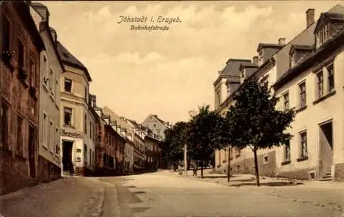 Ak Jöhstadt im Erzgebirge Sachsen, Bahnhofstraße, G. Morgenstern, Häuser
