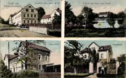 Ak Schweikershain Erlau in Sachsen, Pfarrhaus, Schloss, Gasthof, Anna Stift