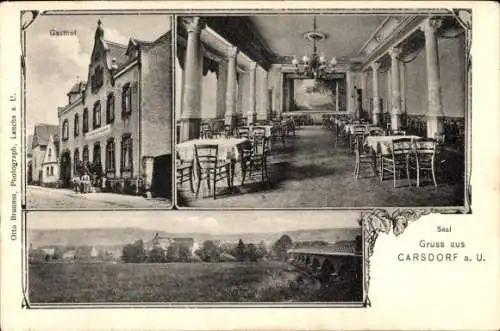Ak Carsdorf Karsdorf an der Unstrut, Panorama, Gasthof, Saal
