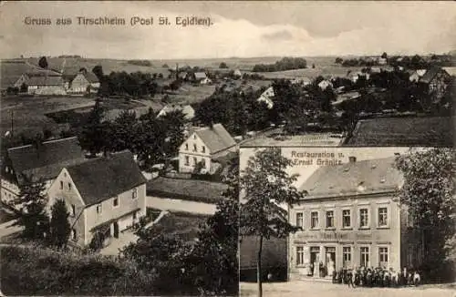 Ak Tirschheim Kuhschnappel Sankt Egidien in Sachsen, Gesamtansicht, Restaurant