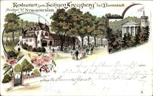 Litho Darmstadt in Hessen, Restaurant zum heiligen Kreuzberg