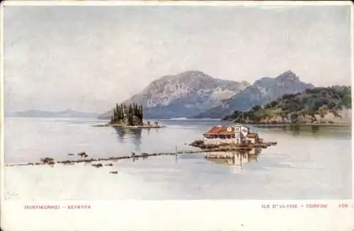 Künstler Ak Korfu Griechenland, Ile d'Ulysse